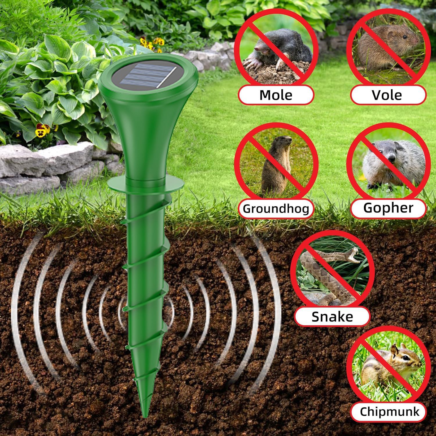 Solar plug and play drive drive-to-drive animal dreat color gradiente luz ambiental repelente ratón repelente serpiente repelente conejo