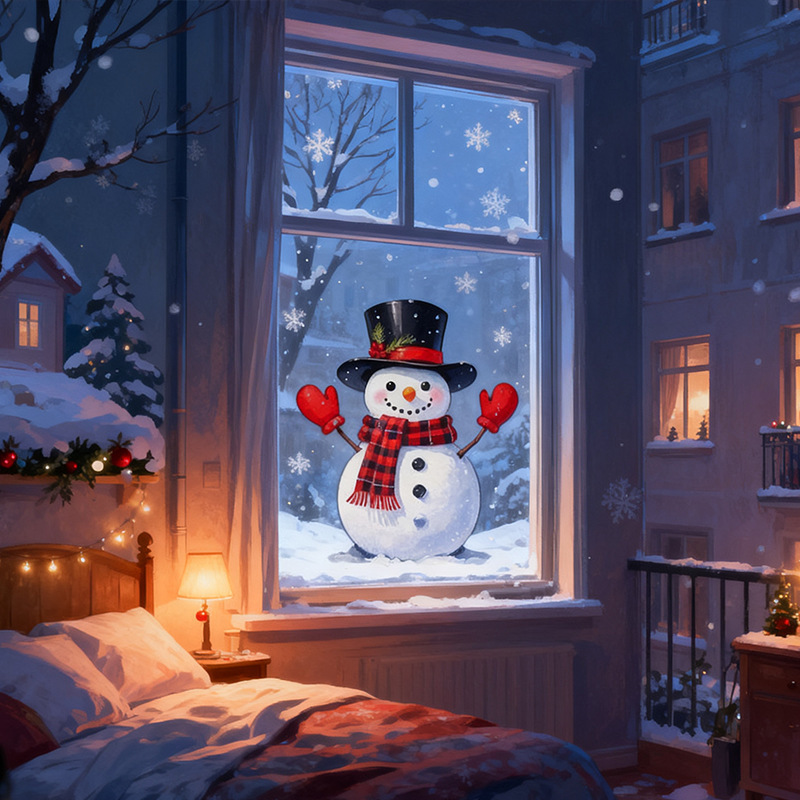 Christmas Window Stickers Christmas Tree Snowman Snowflakes Pvc Self-Adhesive Wall Stickers Manufacturer Wholesale Customizable Patterns