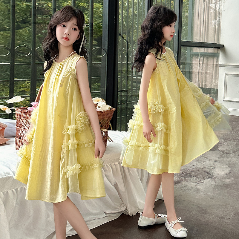 Girls' Summer Sleeveless dress 2025 New Girls' Summer Dress Korean Princess Dress Children's Trendy Dress