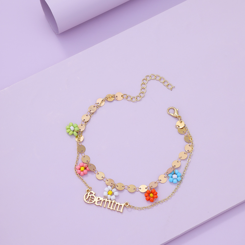 Wholesale Creative Beads Flower Letter Constellation Anklet Nihaojewelry display picture 6