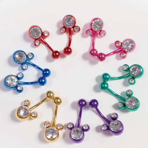 Fashionable new style zircon inlaid navel button European and American sexy threaded navel ring navel nail piercing jewelry