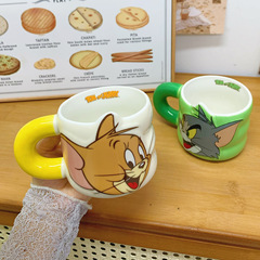 Official Cat and Mouse Collaborative Cup Cute Couple Mugs Drinking Cups for Girls Home Coffee Breakfast Cups for Kids