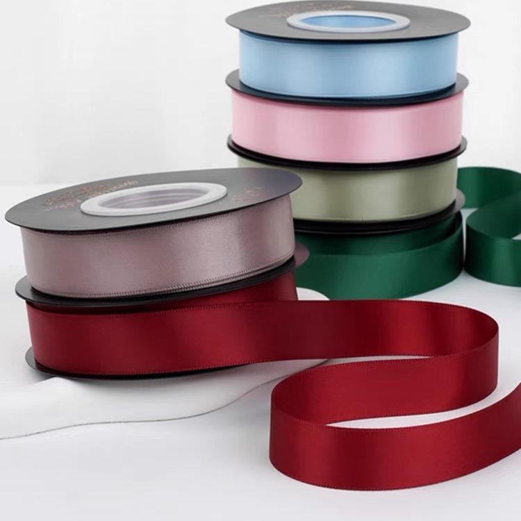 2.5厘米双面涤纶丝带礼盒装饰白色彩带手工发饰鲜花烘焙绸带丝带