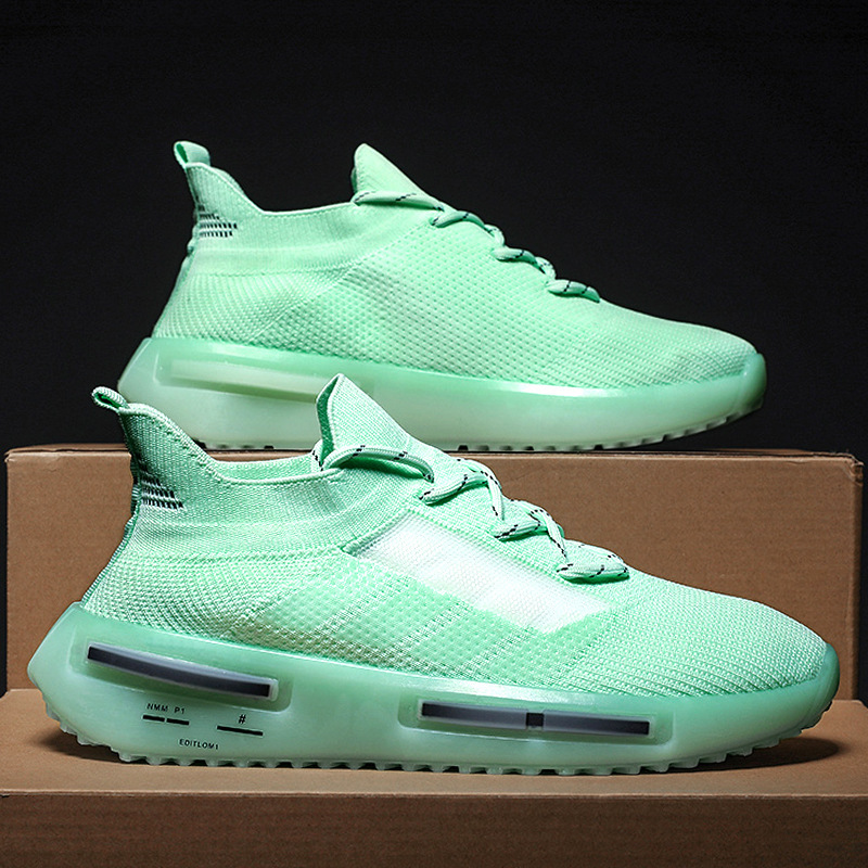 Breathable Flying Weaving Running Shoes With Thick Sole Design_voghion.com