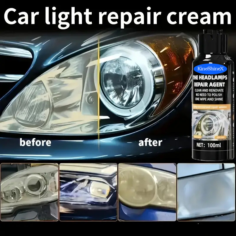 車のヘッドライトの酸化された黄色の修復クリーム - 新エネルギー車のフロントとリアのライトを明るくするためのスクラッチとマットの修復|undefined