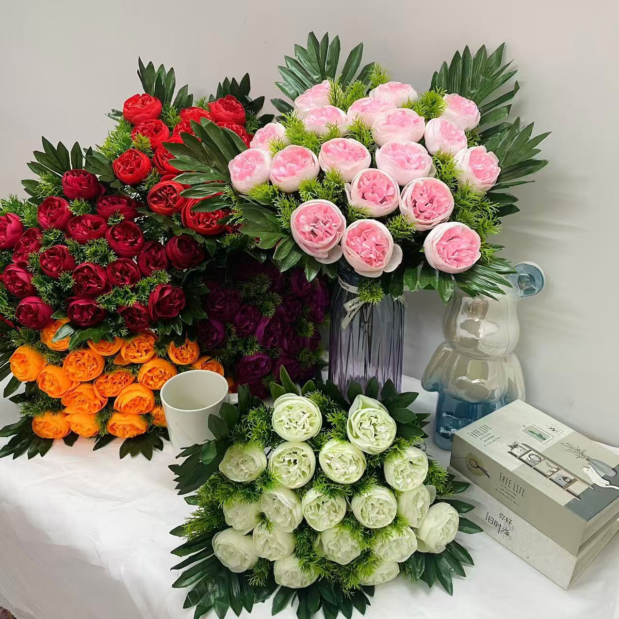 广东仿真山茶花家居婚庆装饰人造花批发布置高品质绢花