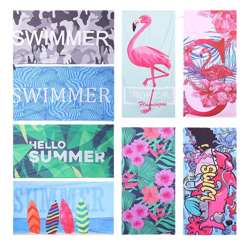 Cross-Border Double-Sided Velvet Absorbent Quick-Drying Portable Beach Towel, Absorbent Towel, Dry Hair Towel, Swimming Towel