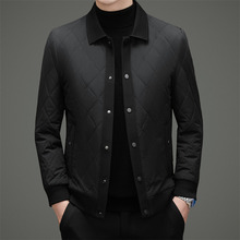 男士翻领桑蚕丝夹克外套秋冬商务轻奢时尚外套2025保暖休闲薄棉衣