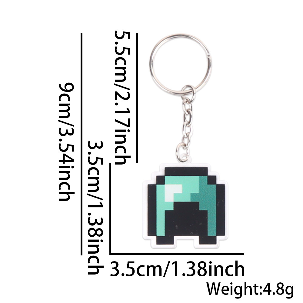 Minecraft llavero juego de píxeles tema fiesta decoración arma diamante colgante acrílico mochila colgante