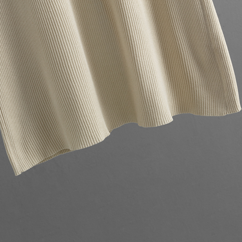 Sexy Knitted Sling Dress Summer Solid Color Back Slit Sheath Maxi Dress
