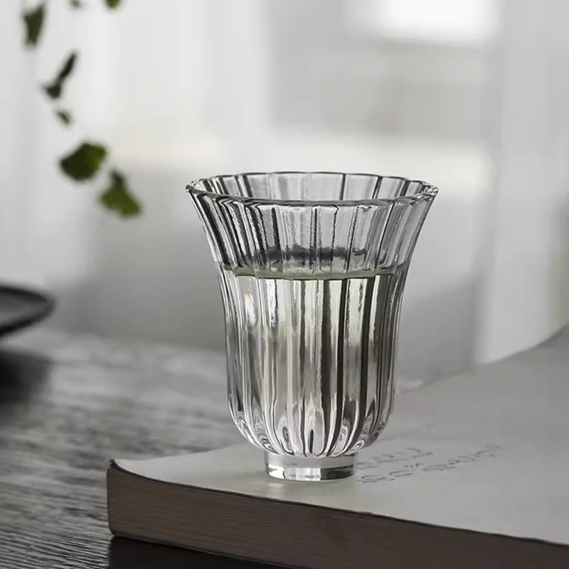 Japanese Style Pure Hand Blown Thickened Heat Resistant Hammered Clear Glass Kung Fu Tea Cup Tea Tasting Cup Personal Glass