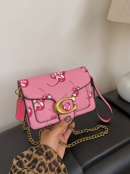 2025 Popular Hot Style Portable Shoulder Bag, Versatile and Simple Cross-Border New Bag, Cherry Print Portable Chain Bag