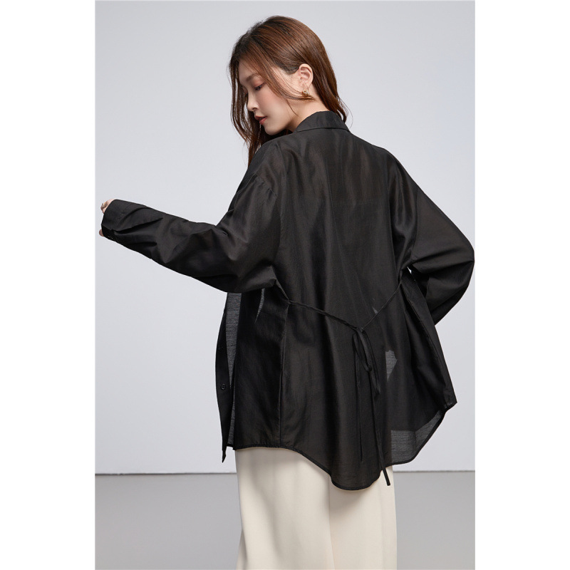 白色天丝衬衫女2025夏季新款设计感小众慵懒透视外搭薄款防晒衬衣