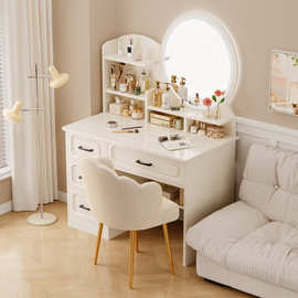 奶油风梳妆台卧室简约现代小型化妆柜一体2024新款化妆桌子化妆台