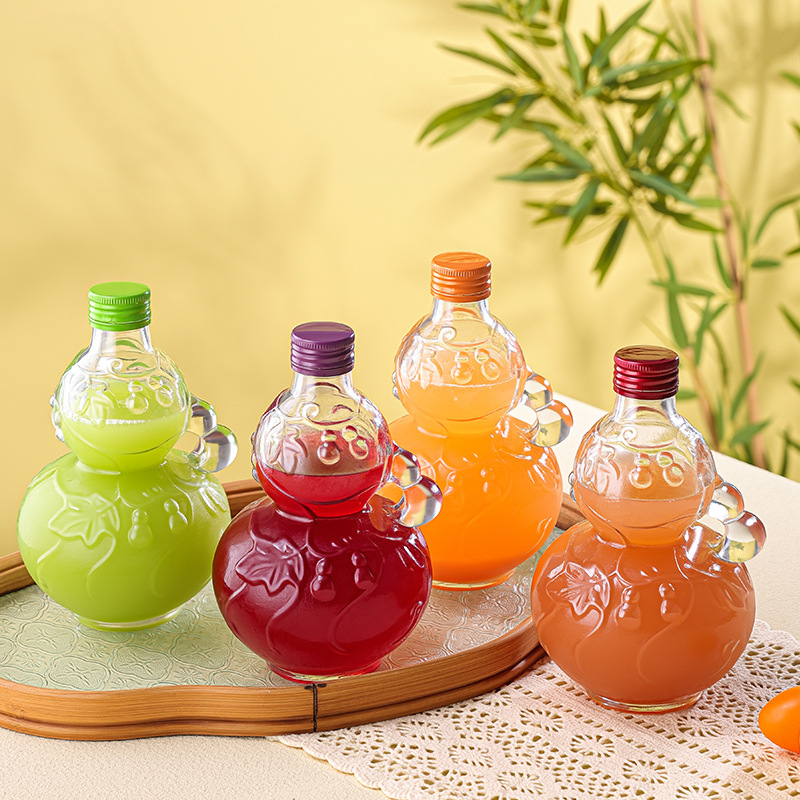 创意葫芦玻璃瓶500ml 透明果茶酒瓶饮料分装瓶奶茶冷萃空瓶批发