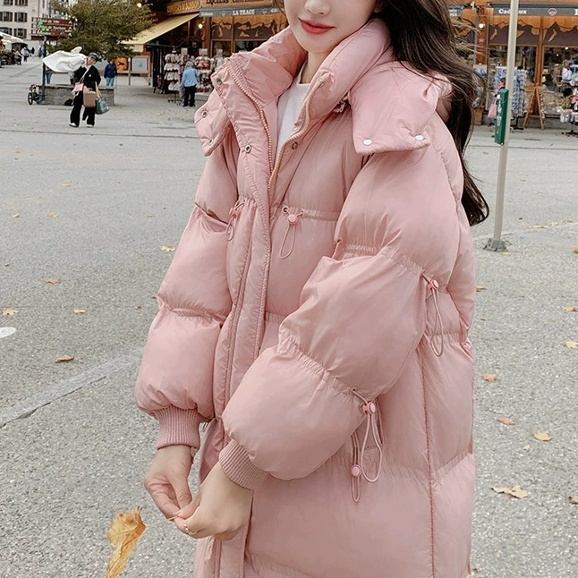 Хлопчатобумажная одежда женская зимняя длинная 2024 новая хлопковая одежда популярная зимняя хлопковая куртка черный