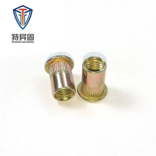 厂家直供彩锌平头竖纹铆螺母圆柱条纹拉铆螺母 滚花拉母全系列