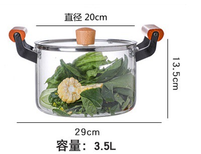 Mango de hierro vidrio estofado sopa olla doble mango transparente olla eléctrica cerámica estufa sopa pequeña cocina olla fideos olla múltiples especificaciones