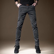 贵色秋冬新款灯芯绒裤子男高端休闲裤男韩版修身小脚潮牌条绒男裤