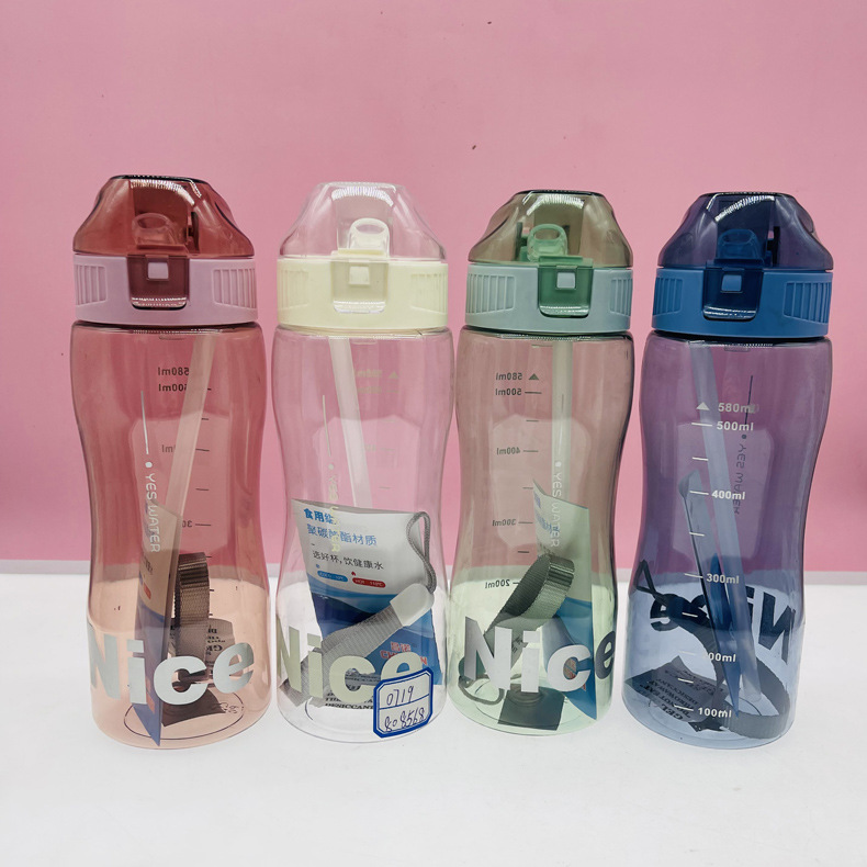 Tianyi 0719 taza de paja de silicona taza de agua 580ml taza de plástico mujeres embarazadas beber taza estudiante rebotando conveniente taza de agua