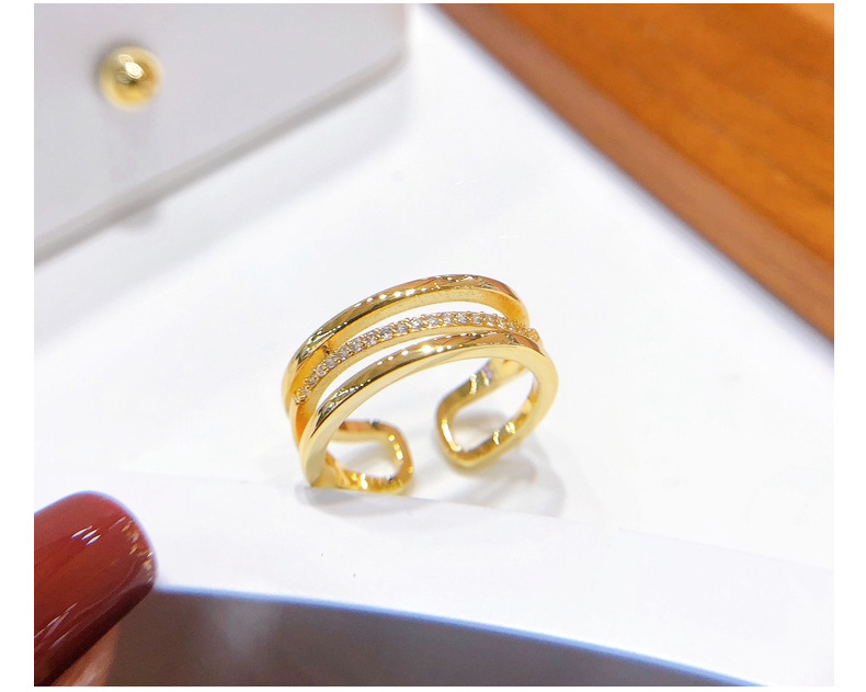 Fashion Round Copper Plating Zircon Open Ring 1 Piece