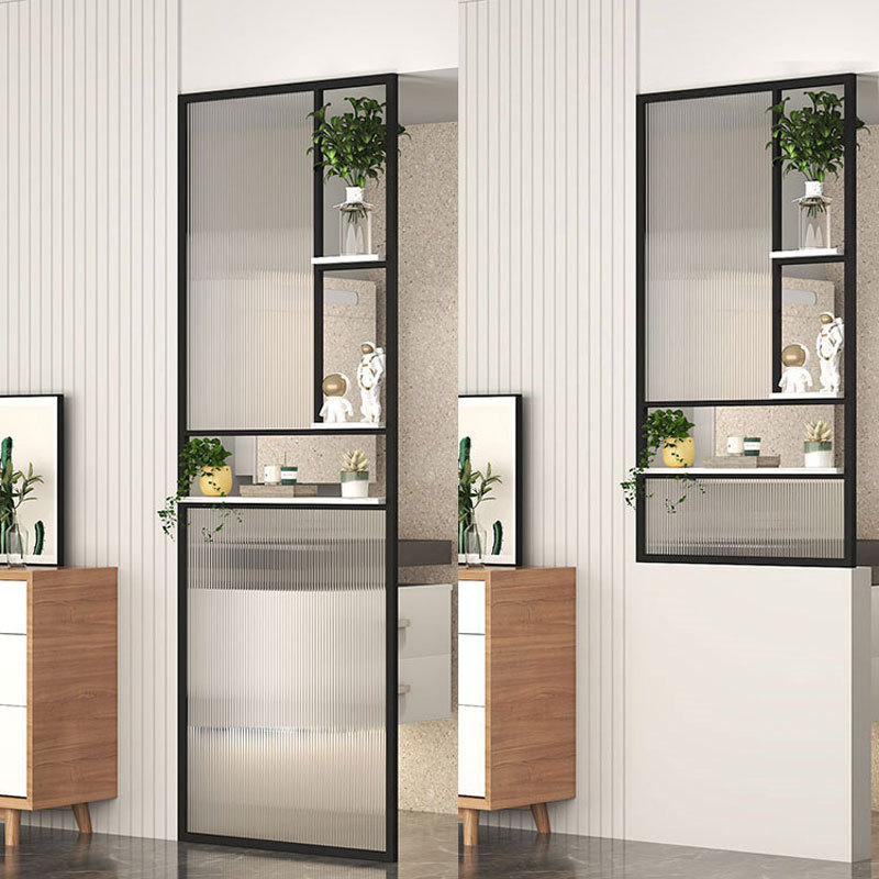 轻奢不锈钢长虹玻璃屏风卫生间半墙洗漱台干区隔断架现代客厅铁艺