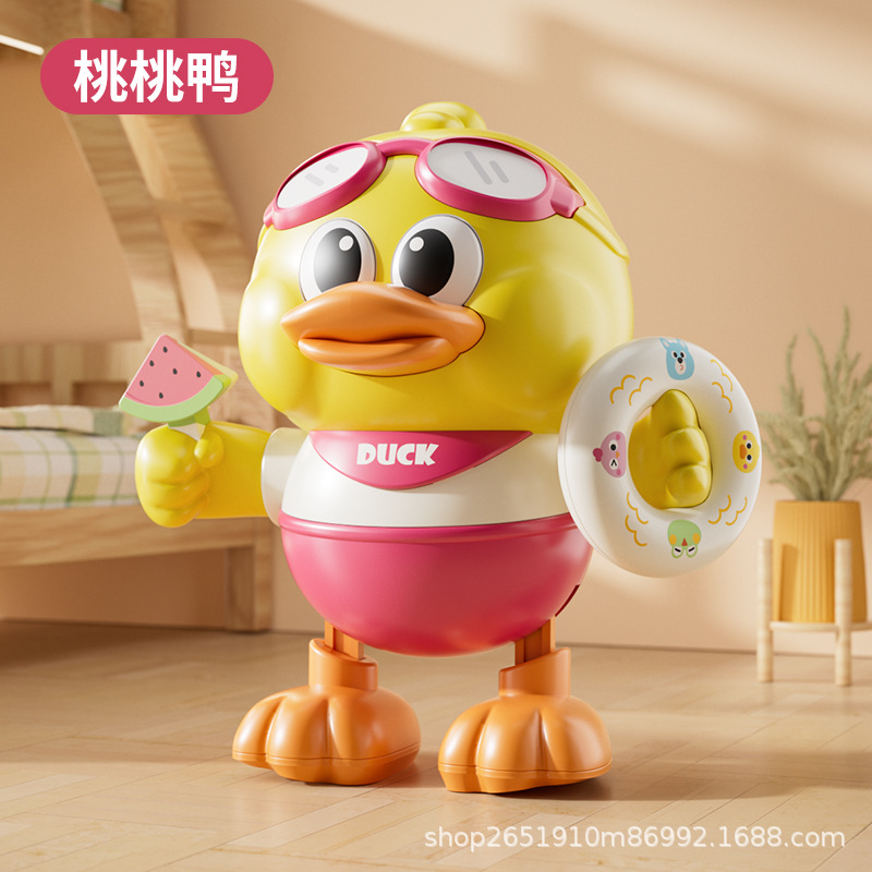 Juguetes infantiles transfronterizos baile eléctrico bebé pato bebé cabeza hacia arriba entrenamiento de canto interactivo aprendiendo a trepar juguetes de guía