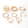 Set, fashionable ring, brand golden pendant, European style