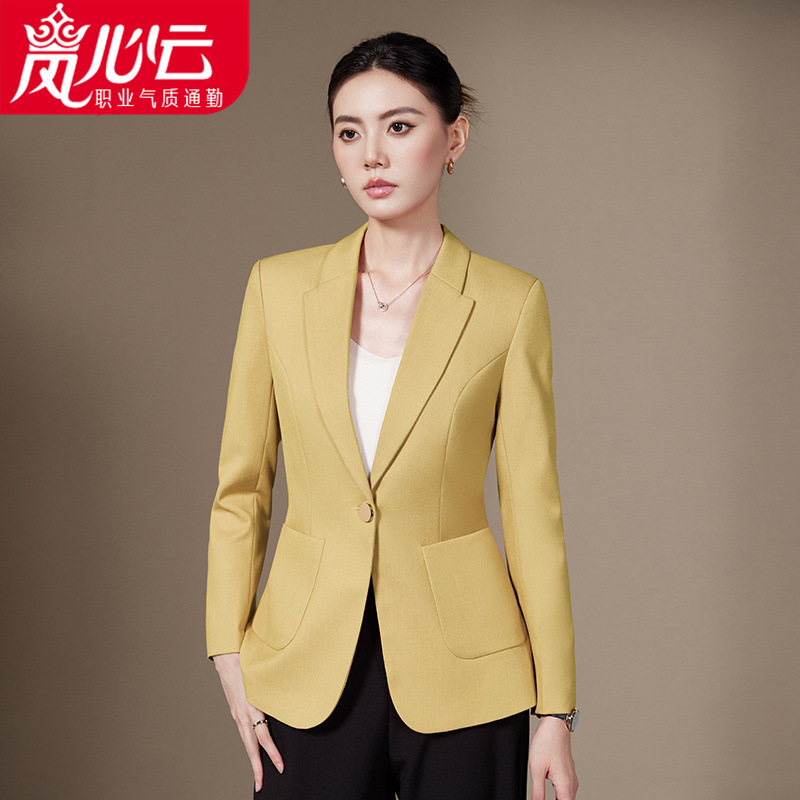 High-End Suit Jacket for Women Spring & Fall 2025 New Korean Style Fashionable Elegant Classy Yellow Top Casual Suit
