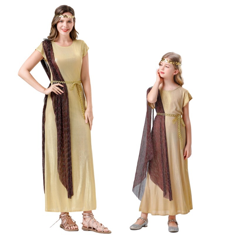 Halloween Roman Greek Goddess cosplay Costume Children's Ball Cleopatra Gown Adult