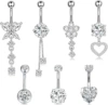 Belly button piercing, set, 7 pieces