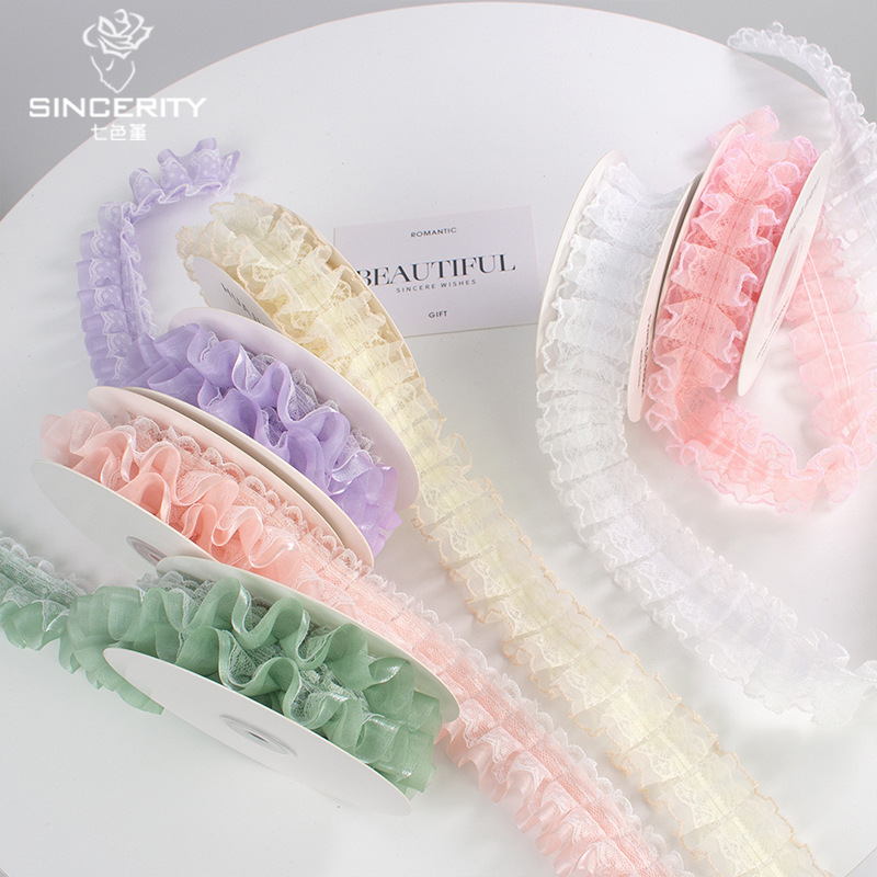 Siete colores, ballet, falda, hilo de malla, cinta, ramo, hilo, flores, flores, cinta, material hecho a mano, embalaje