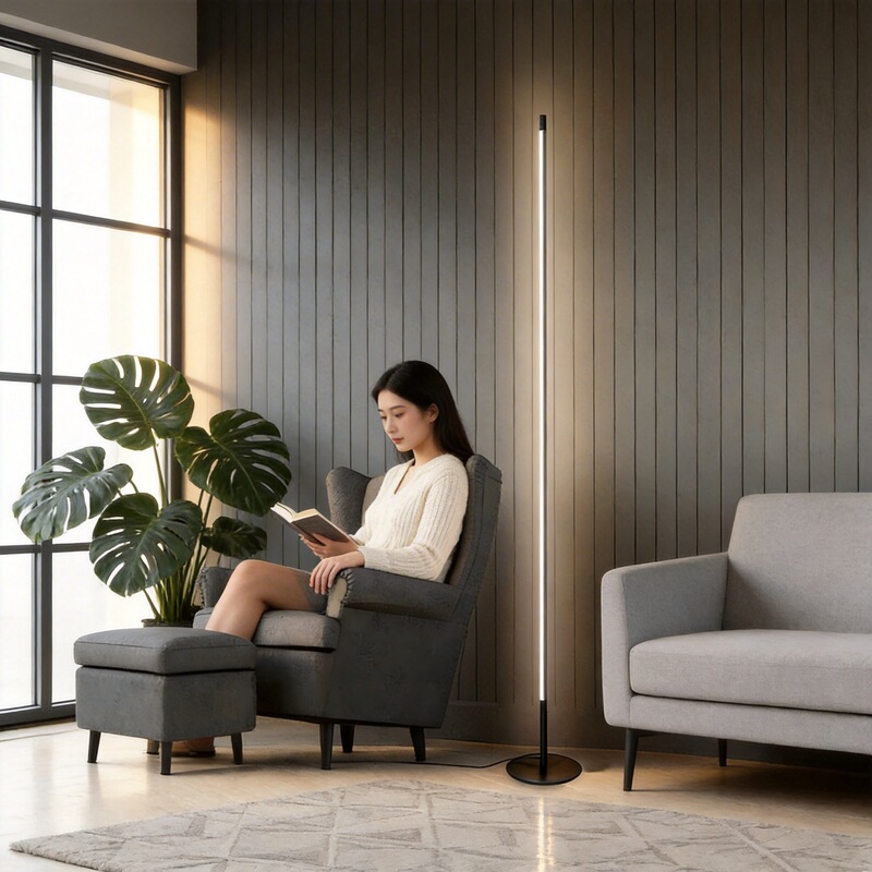 Cross-Border Normcore Modern Led Line Floor Lamp Live Broadcast Background Lamp Living Room Bedroom Warm Dimmable Atmosphere Lamp
