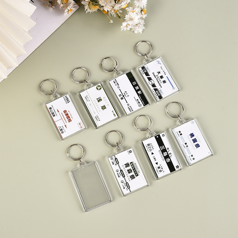 Spot Acrylic Blank Keychain Photo Frame Pendant Transparent DIY Rectangular Scenic Spot Photo Gift Pendant
