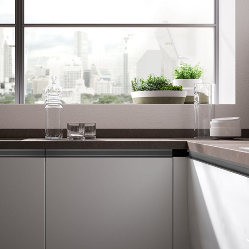 Kashuo aluminum alloy card slot G-shaped handle cabinet door hidden edge sealing embedded buckle handle black L-shaped door panel handle