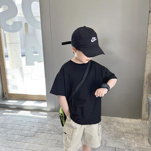 Children's pure cotton short-sleeved T-shirt blue bear  new pure cotton boys short-sleeved children's top T-shirt children's clothing