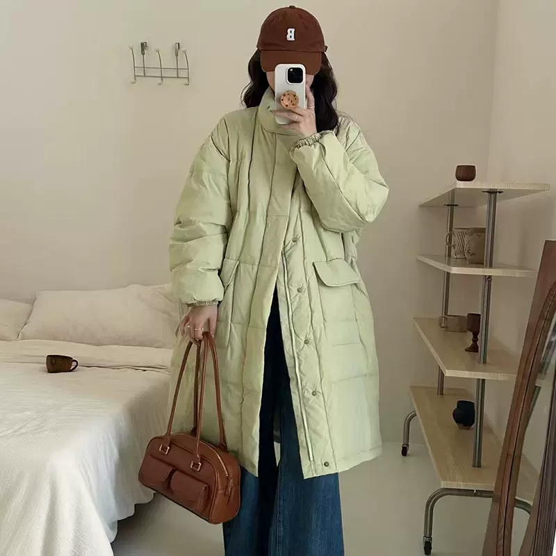 杭州四季青冬季女装平湖白鸭绒女士羽绒服高级感中长款外套女批发