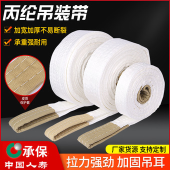 厂家白色丙纶吊装带工业起重索具双扣环形吊带扁平行车布吊绳吊带