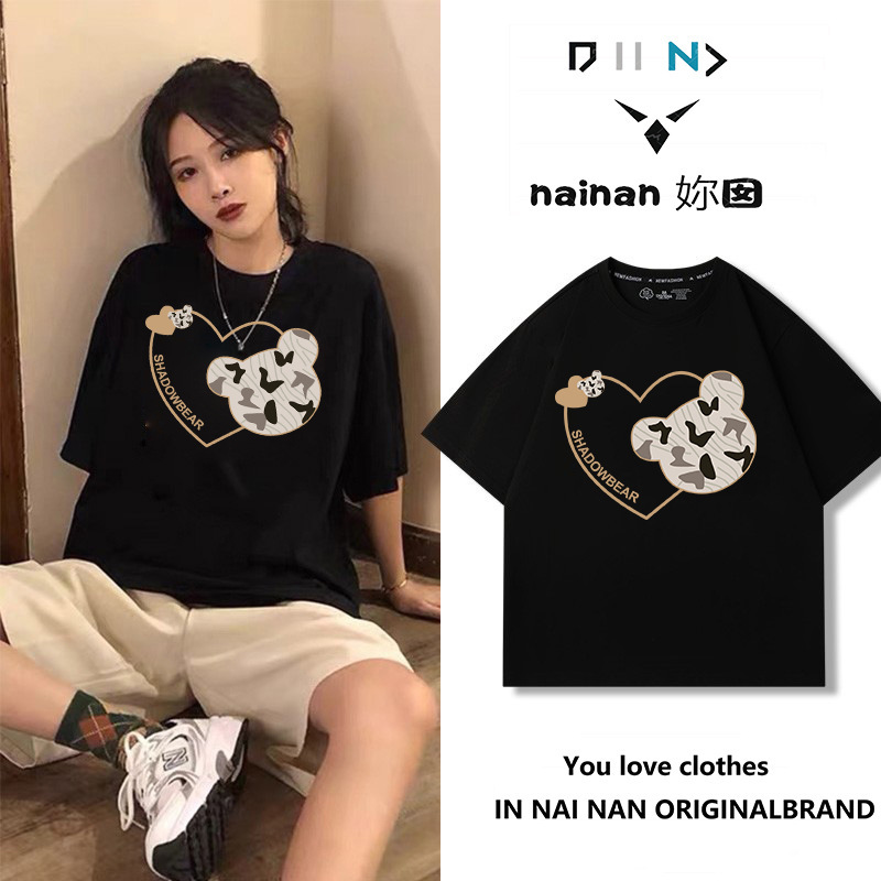 純綿半袖tシャツ女性夏韓国版新型ゆるい丸首小衆白色アニメプリント学生半袖tシャツ|undefined