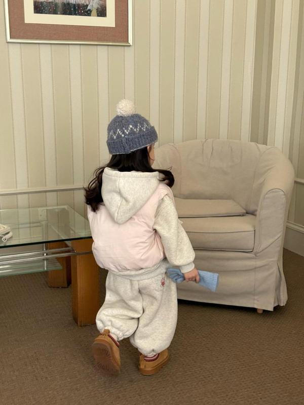 女童童套装2025冬季新品韩版卡通可爱加绒连帽卫衣卫裤童套装批发|undefined