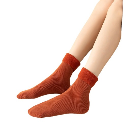 Factory Direct Sale Autumn/Winter Thick Acrylic Fleece Snow Ground Shoes Homewear Plain Color Warm Socks Wholesale