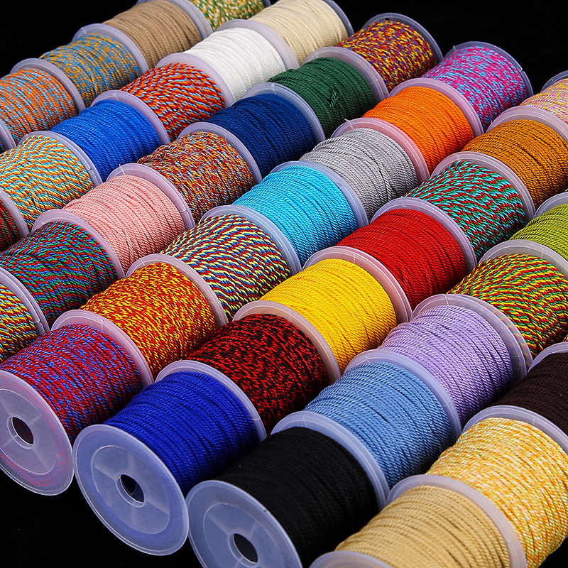 Mongolian Xizang-style hand-rubbed cotton thread non-elastic wear-resistant text play rope wear diamond beads star moon bodhi braided thread tassel