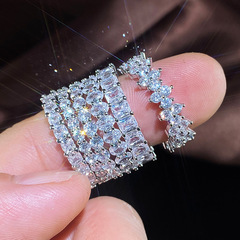 Hui Tan Speedy Tmall Full Diamond Zirconia Women's Ring Silver Plated Accessory Finger Ring