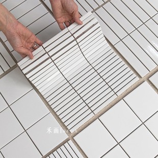 Antique White Mosaic Tile Bright Matte Tile Clothing Store Villa Background Wall Toilet Wall Tile