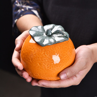 Orange tea jar ceramic simulation orange sealed jar candy jar gift jar tea set decoration gift box gift gift