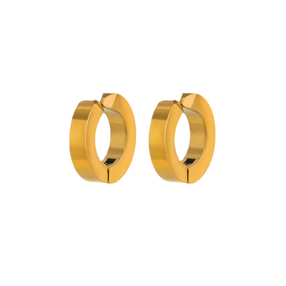 Moda europea y americana redonda geométrica de acero inoxidable clip de oreja de las mujeres simple todo-fósforo real oro electrochapado oreja clip de hueso de la joyería al por mayor