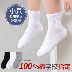 【代發】兒童襪子夏季 中大童精梳棉中筒網眼襪透氣吸汗運動童襪