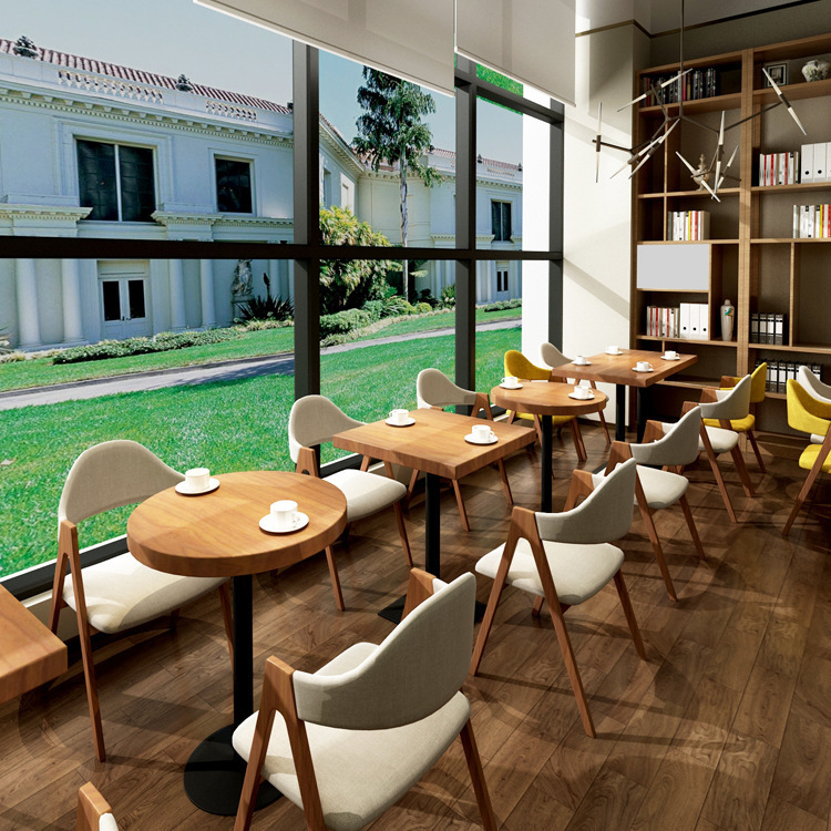 跨境出口咖啡桌奶茶店桌椅创意实木洽谈接待休闲桌椅餐饮饭店桌椅|undefined