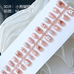 30片手工穿戴美甲小熊蝴蝶結卡通可愛百搭顯白款可拆卸成品甲片