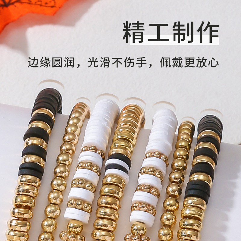 Pulsera Elástica de Cuentas de Cerámica Negra Suave, Hecha a Mano - Joyería de Verano para Mujer Amazon